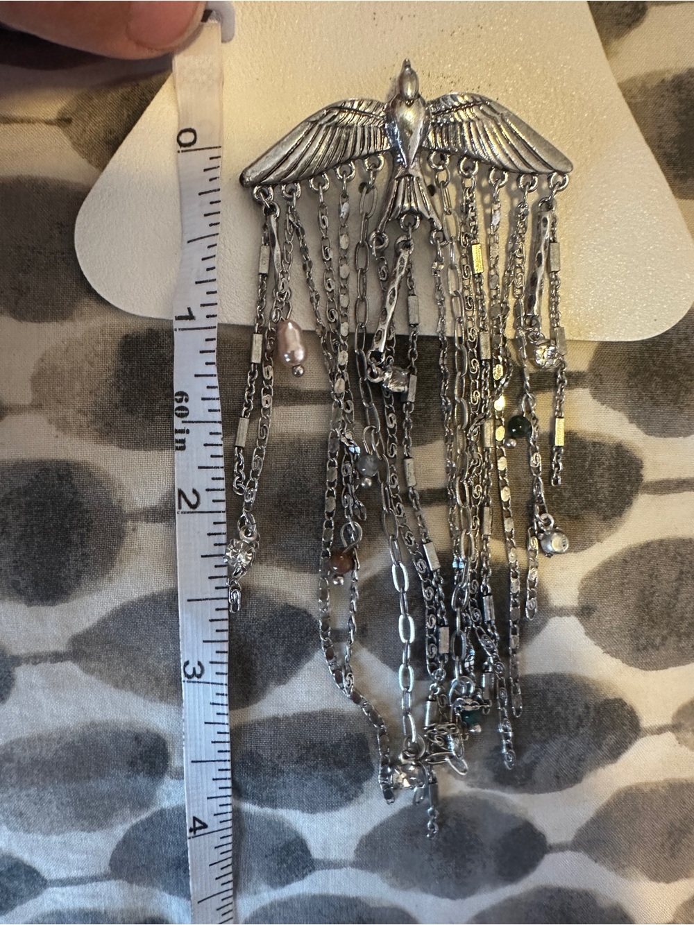 Free People Silver Winged Bird Fringe Brooch- NWT - Picture 5 of 7